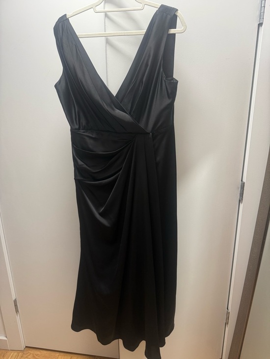 Fame and Partners Borealis satin Black V-Neck Draped  Dress